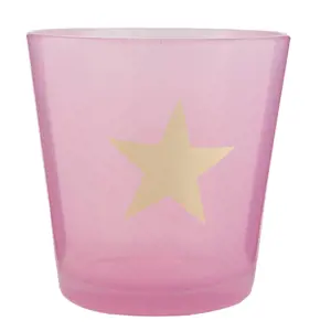 Růžový svícen na čajovou svíčku s hvězdou - Ø 10*10 cm   Clayre & Eef