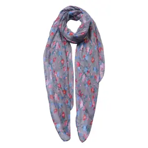 Šedý šátek s potiskem drobných květů - 80*180 cm Clayre & Eef