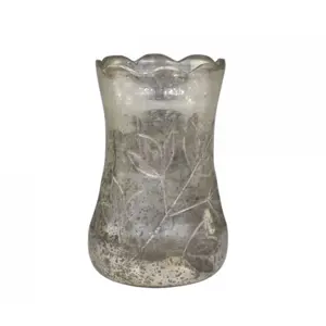Stříbrná antik skleněná dekorační vázička Gria - Ø 9*14cm Chic Antique