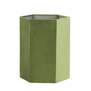 Zelené sametové stínidlo Hexagon olive - 24*24*30 cm/ E27 Light & Living