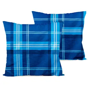 4Home Flanelový povlak na polštářek Blue plaid, 40 x 40 cm