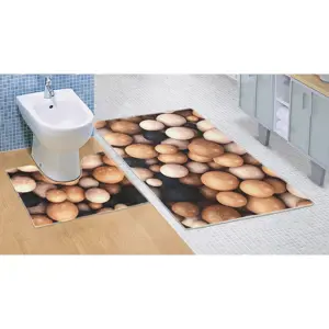 Produkt Bellatex Koupelnová předložka Dřevěné koule 3D, 60 x 100 + 60 x 50 cm