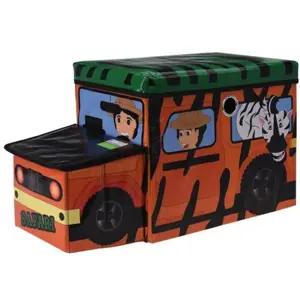 Dětský úložný box a sedátko Safari bus oranžová, 55 x 26 x 31 cm