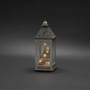 Produkt Dřevěná LED lucerna DOMEK, bílá, 29 x 11 cm