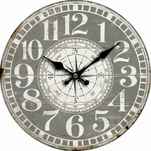 Produkt Dřevěné nástěnné hodiny Vintage compass, pr. 34 cm