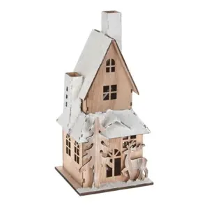 Produkt Dřevěný LED domeček Christmas house hnědá, 9 x 20,5 x 9 cm