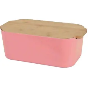 Produkt EH Box na pečivo s bambusovým víkem, růžová, 33 x 12 x 18,5 cm