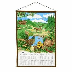 Forbyt Textilní kalendář 2024 Myslivecký s hůlkou, 46 x 65 cm