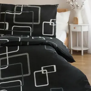 Produkt Jerry Fabrics Povlečení polybavlna Čtverce černobílá, 2 ks 140 x 200 cm, 2 ks 70 x 90 cm