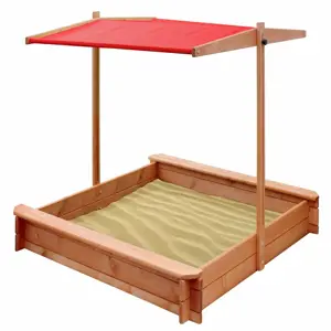 Produkt New Baby Dřevěné pískoviště se stříškou červená, 120 x 120 cm