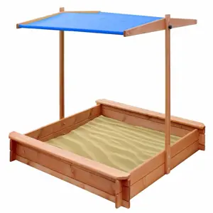 Produkt New Baby Dřevěné pískoviště se stříškou modrá, 120 x 120 cm