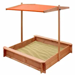 Produkt New Baby Dřevěné pískoviště se stříškou oranžová, 120 x 120 cm