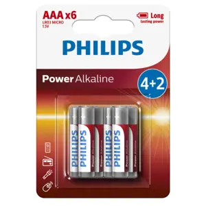 Produkt Philips Baterie AAA 1,5 V Power Alkaline, 4 + 2 ks