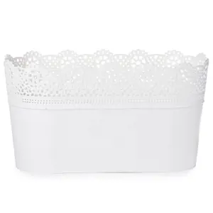 PROSPERPLAST LACE truhlík s krajkou 28,5 x 13,5 cm, bílá DLAC285