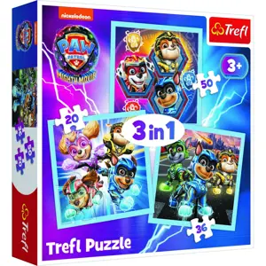 Produkt Puzzle 3v1 Mocná štěňata Tlapková patrola/Paw Patrol 20x19,5cm v krabici 28x28x6cm