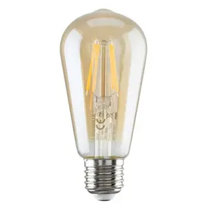 Rabalux Dekorativní LED filament žárovka, jantarová, E27, ST58, 5,4W, 600lm, 3000K, 20000h.