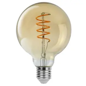 Rabalux Dekorativní LED filament žárovka s točeným vláknem, jantarová , E27, G95, 4W, 350lm, 2200K, 20000h.