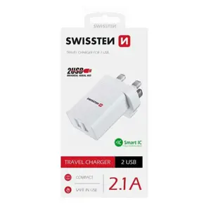 Produkt SWISSTEN Adaptér 230 V/2,1 A 10,5 W 2x USB, bílá
