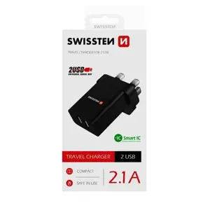 Produkt SWISSTEN Adaptér 230 V/2,1 A 10,5 W 2x USB, černá