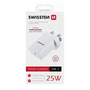 Produkt SWISSTEN Adaptér 230 V/25 W 1x USB-C, bílá