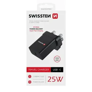 Produkt SWISSTEN Adaptér 230 V/25 W 1x USB-C, černý