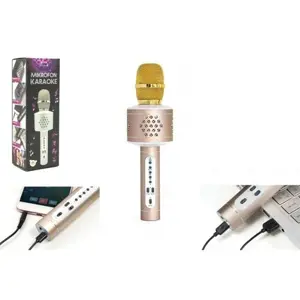 Produkt Teddies Mikrofon karaoke Bluetooth, zlatá, na baterie, s USB kabelem