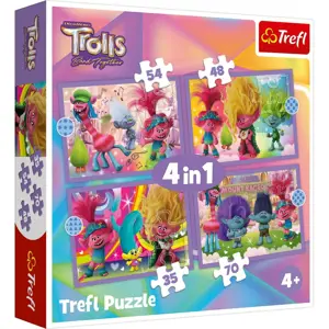 Produkt Trefl Puzzle Trollové 3 Barevné dobrodružství, 4v1 (35, 48, 54, 70 dílků)