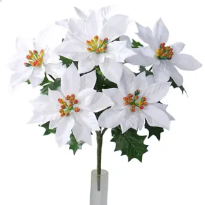 Produkt Umělá vánoční Poinsettie bílá, 30 cm