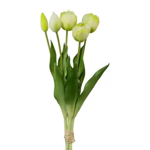 Produkt Umělý svazek tulipánů 5 ks, sv. bílá, v. 38 cm