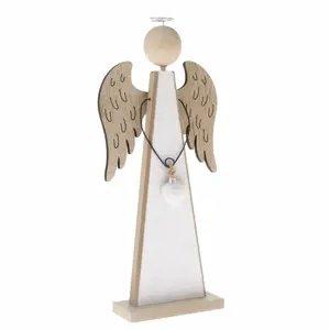 Produkt Vánoční dřevěná dekorace Modern angel bílá, 14,5 x 33 cm