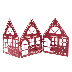 Produkt Vánoční kovová dekorace Three houses červená, 50 x 20 x 2,5 cm