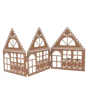 Produkt Vánoční kovová dekorace Three houses hnědá, 50 x 20 x 2,5 cm