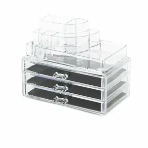 Produkt Velký organizér na kosmetiku Compactor – 3 zásuvky, horní úložný prostor, čirý plast