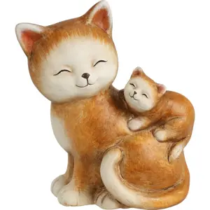 Produkt Zahradní dekorace Kočka s koťátkem sedící, 11 x 18 x 10,5 cm, terakota
