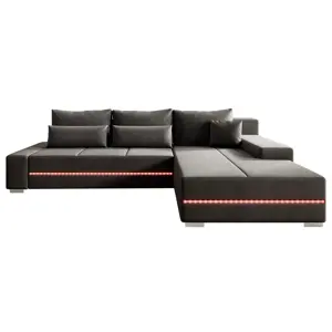 Produkt Juskys Sofa Davos LED s otomanem vlebo - tmavě šedá