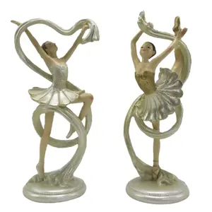 Produkt 2ks béžová dekorativní socha Ballerina - 9*6*18 cm Clayre & Eef