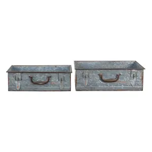 Produkt 2ks dekorativní plechové zinkové boxy ve tvaru kufru Dien - 48*20*16 cm / 44*16*14 cm Clayre & Eef