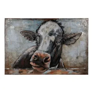 Produkt 3D černo-bílý kovový obraz kráva Iron Cow - 90*5*60 cm Clayre & Eef