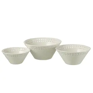 3ks bílá keramická miska Hella White - Ø14*6 / Ø17*7 / Ø19*9 cm J-Line by Jolipa