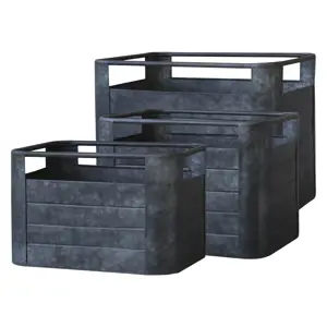 3ks plechový zinkový antik obal na květináč Planters - 40*30*30/ 32*22*21cm Chic Antique