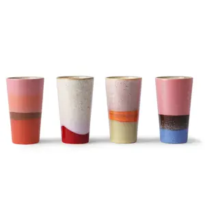 4ks barevný retro hrnek na latté 70s - Ø 7,5*13cm / 280ml HKLIVING