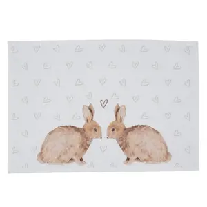 Produkt 6ks bavlněné prostírání s motivem králíčků a srdíček Bunnies in Love - 48*33cm Clayre & Eef