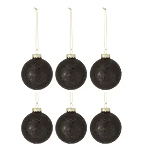 6ks černé vánoční koule  Baubles stars black  – Ø 8cm J-Line by Jolipa