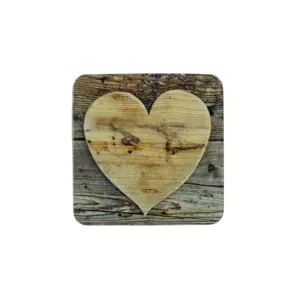 Produkt 6ks pevné korkové podtácky dřevěné srdce Wooden heart - 10*10*0,4cm Mars & More