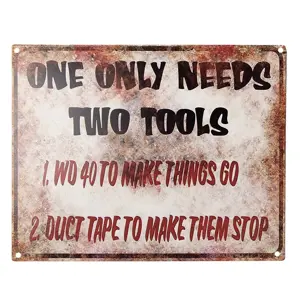 Produkt Antik nástěnná kovová cedule One Only Needs Two Tools - 25*1*20 cm Clayre & Eef