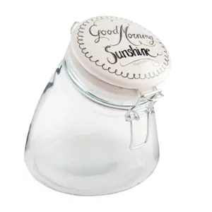 Produkt Asymetrická skleněná dóza Good Morning Sunshine – Ø 16*17 cm / 1,2 L Clayre & Eef