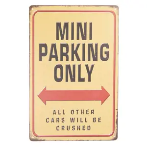 Barevná kovová cedule MINI PARKING ONLY s patinou - 20*30 cm Clayre & Eef