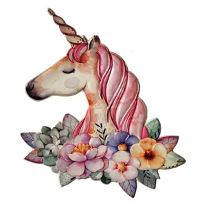 Produkt Barevná kovová nástěnná cedule jednorožec Unicorn - 52*1*53 cm Clayre & Eef