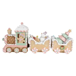 Barevný vánoční perníkový vláček Gingerbread Train - 45*12*19 cm Clayre & Eef