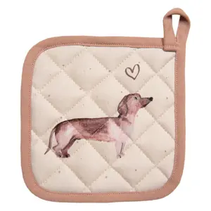 Produkt Bavlněná chňapka - podložka s jezevčíkem Dachshund Love pro děti - 16*16 cm Clayre & Eef